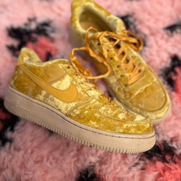 Nike Shoes - Nike Air Force Yellow Velvet Sneaker